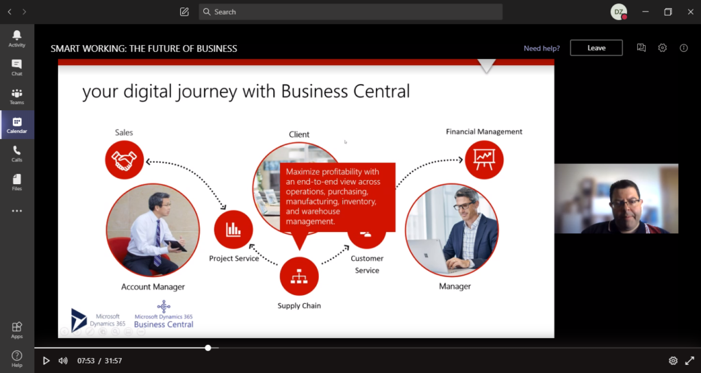 screenshot of webinar, ceo discussing digital journey