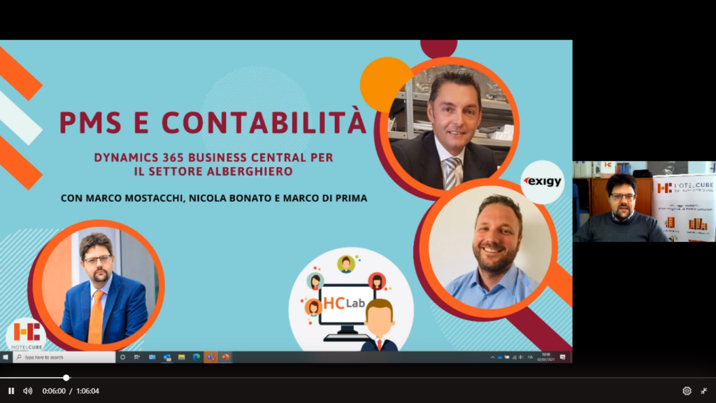 Screenshot di business central e hotelcube webinar