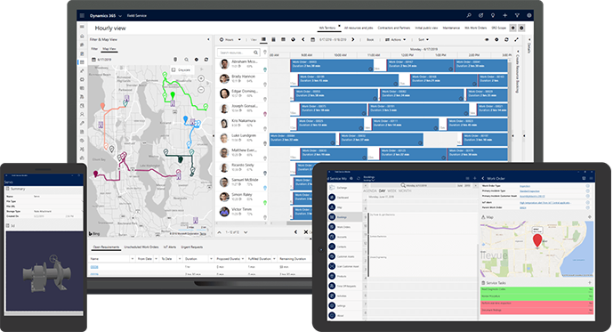 Screenshots of Dynamics 365 Field Service