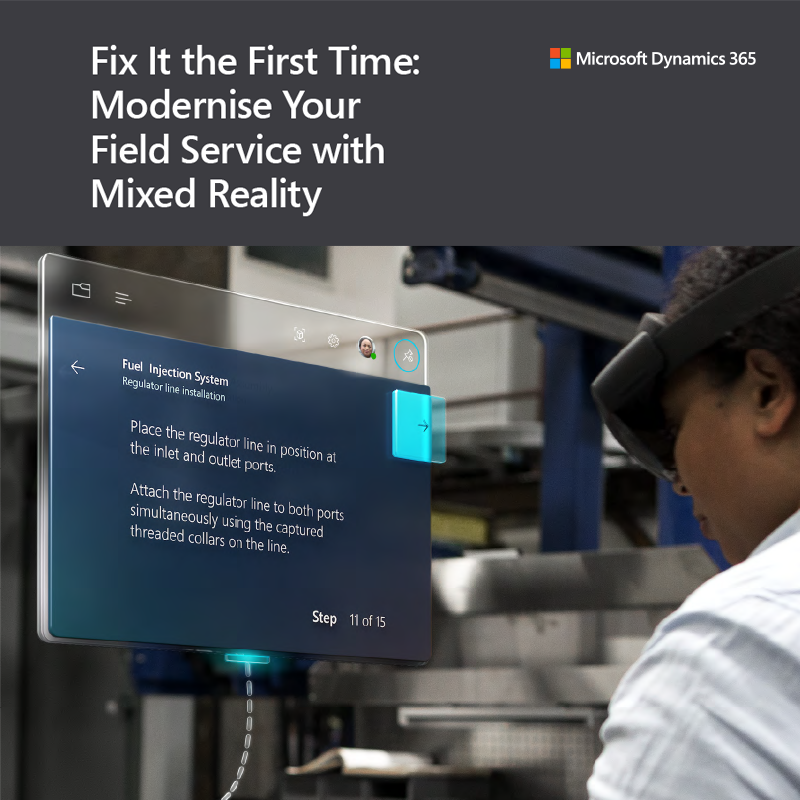 Field service employee using mixed reality device