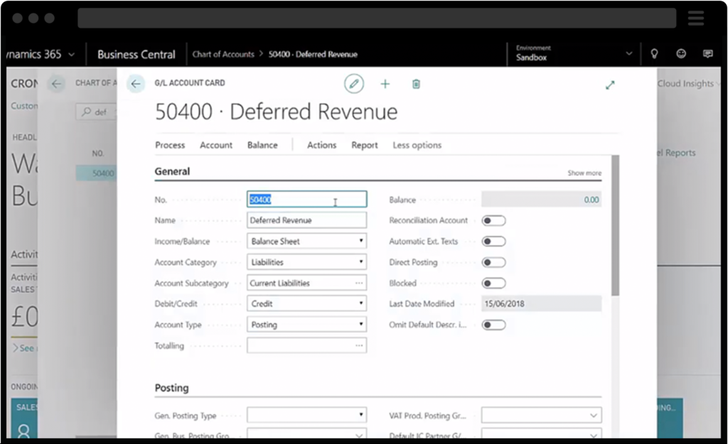 Screenshot of Microsoft Dynamics 365 Business Central Automated Deferrals