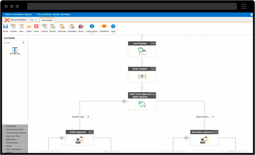 screenshot showing Nintex Advanced Workflow