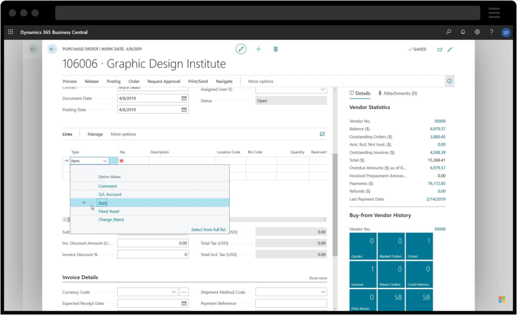 Screenshot of Microsoft Dynamics 365 for Sales