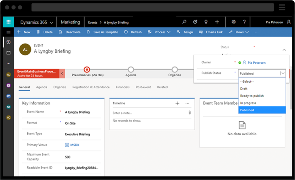 Screenshot of Dynamics 365 Marketing Attendance Tracking