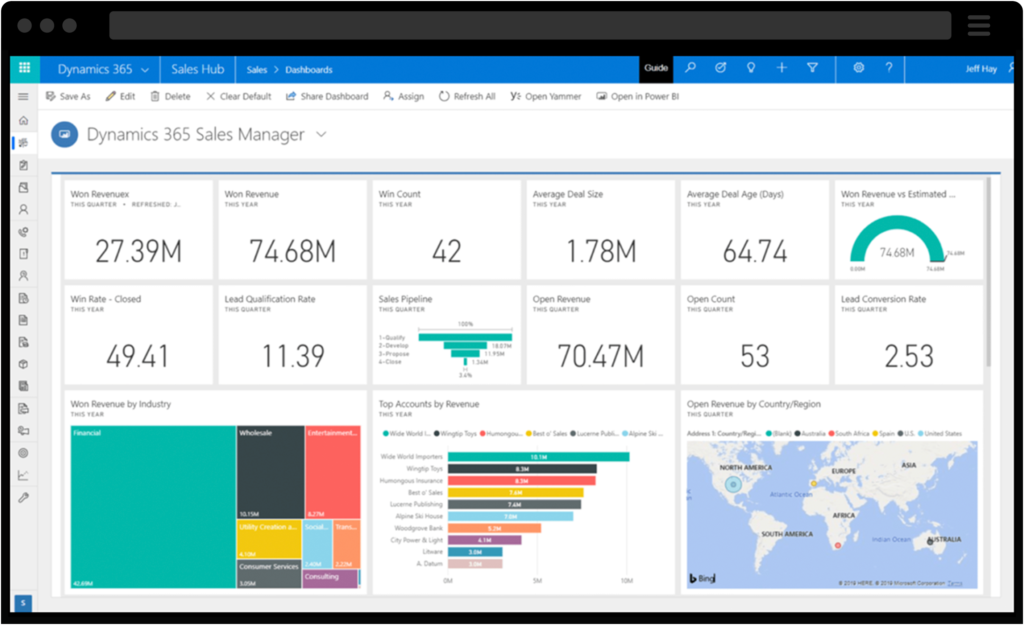 Screenshot of Dynamics 365 Sales Manager