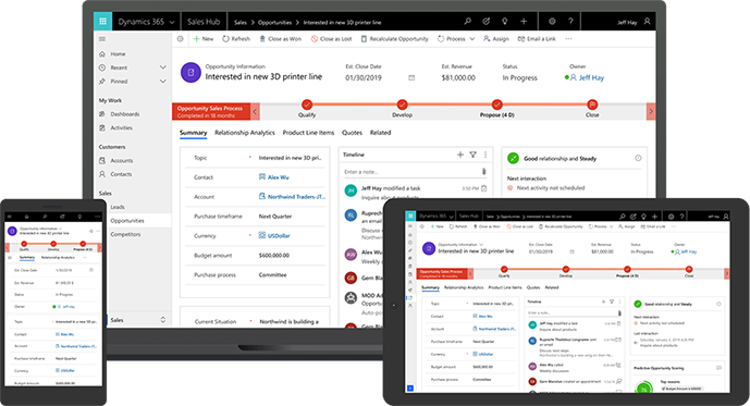 Screenshot di Dynamics 365 for Sales