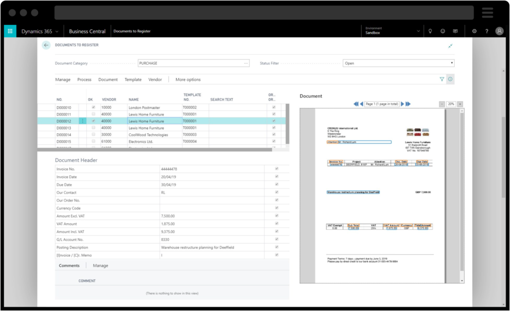 Screenshot of digitally stored financial documents