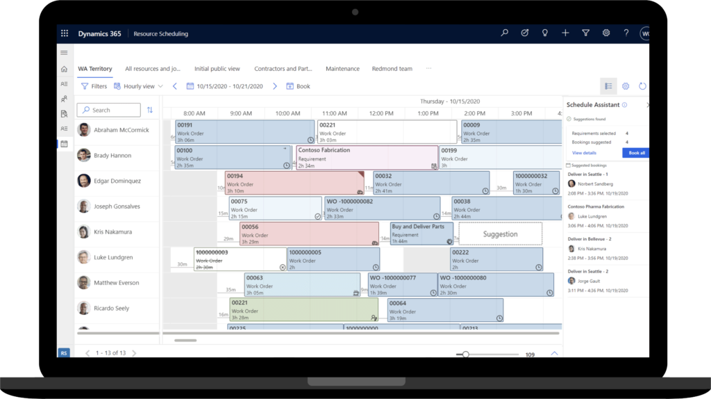 Laptop che mostra Microsoft Dynamics 365 Field Service