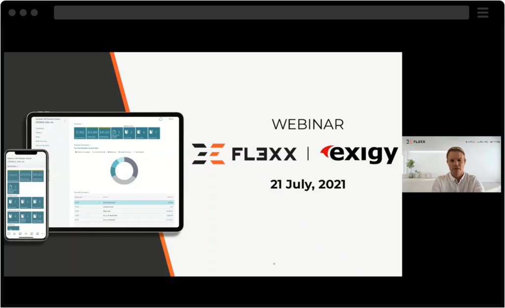 Screenshot of webinar for FL3XX & Business Central