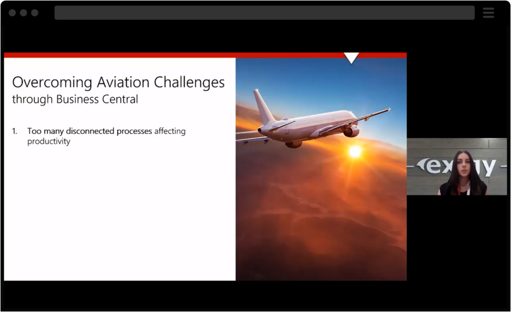 Screenshot of webinar, Business Central