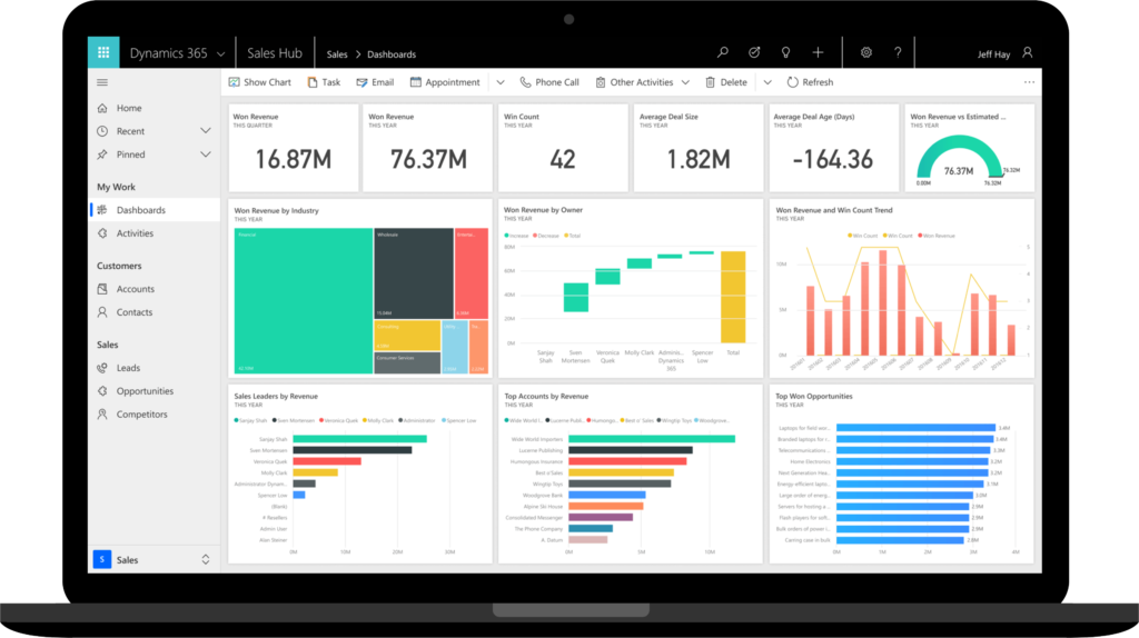 Laptop showing Microsoft Dynamics 365 Sales