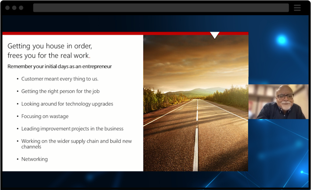 screenshot of webinar showing mr harish madan discussing industry insights