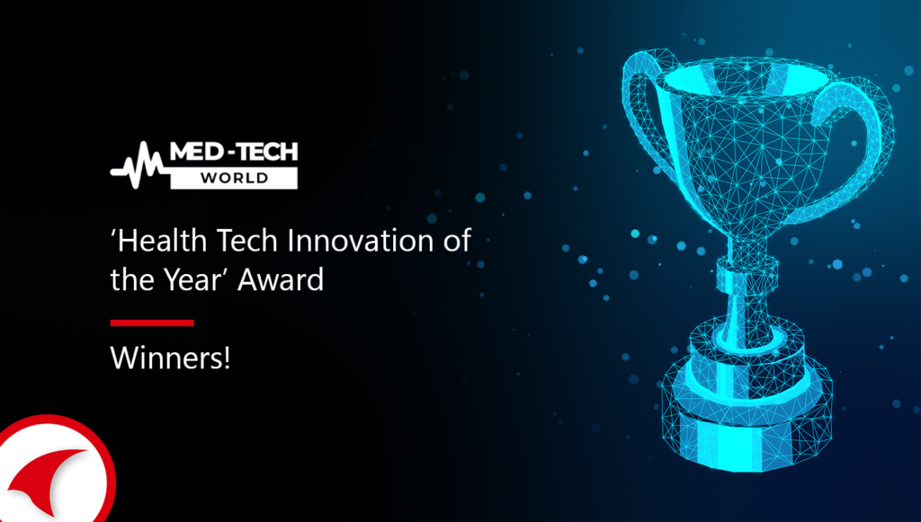 Digital Trophy representing Exigy winning 'Health Tech Innovation of the Year' Award at MedTech World