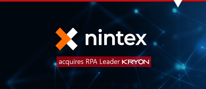 Digital space showing automation leaders Nintex and Kyron logos