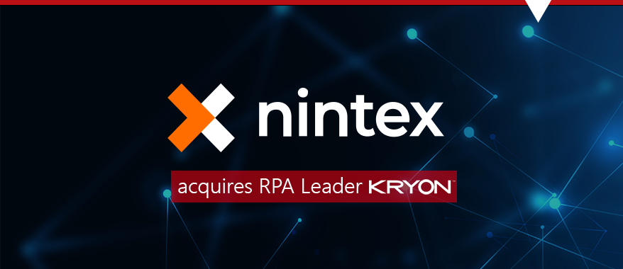 Spazio digitale con i loghi dei leader dell'automazione Nintex e Kyron