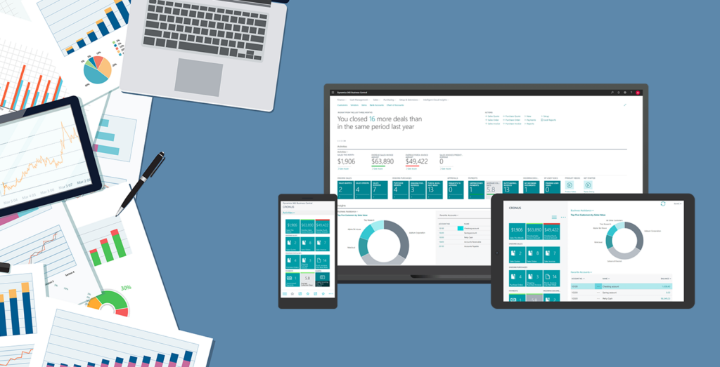 Accounting Desk with Microsoft Business Central Software