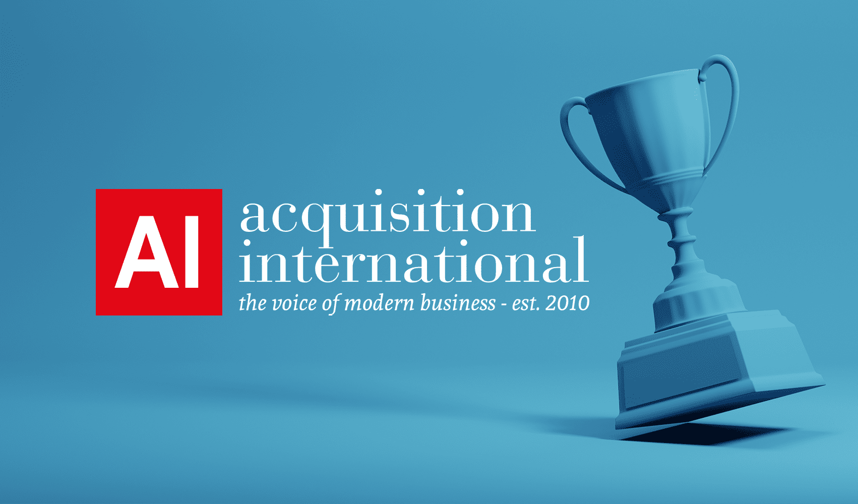 Blue trophy representing acquisition international award