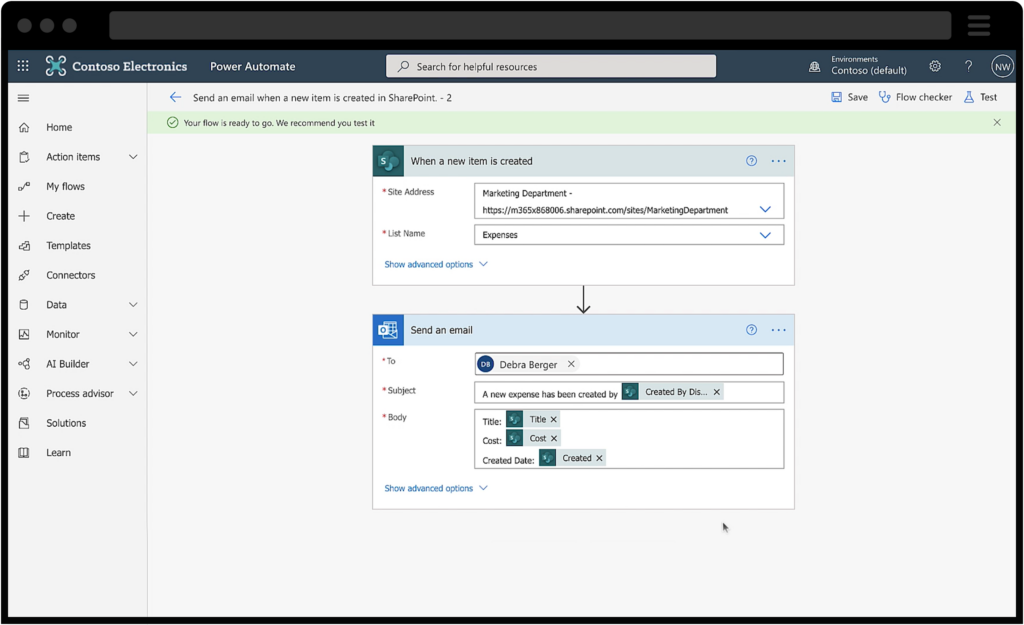 Screenshot of Microsoft Power Automate showcasing automated workflow