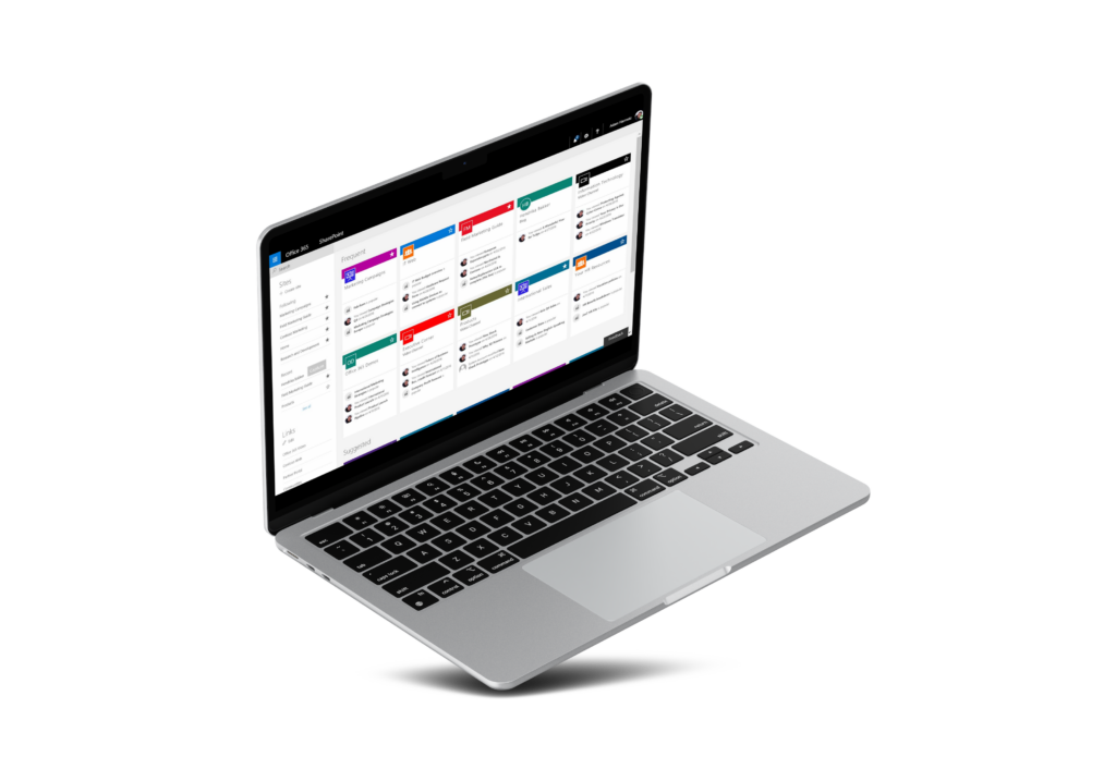 Laptop displaying Sharepoint in action