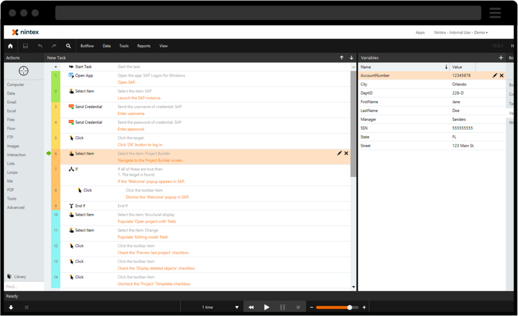Screenshot showcasing Nintex task automation features
