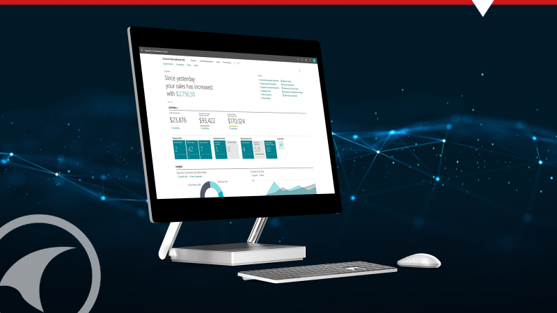 Computer desktop che mostra microsoft dynamics 365 business central