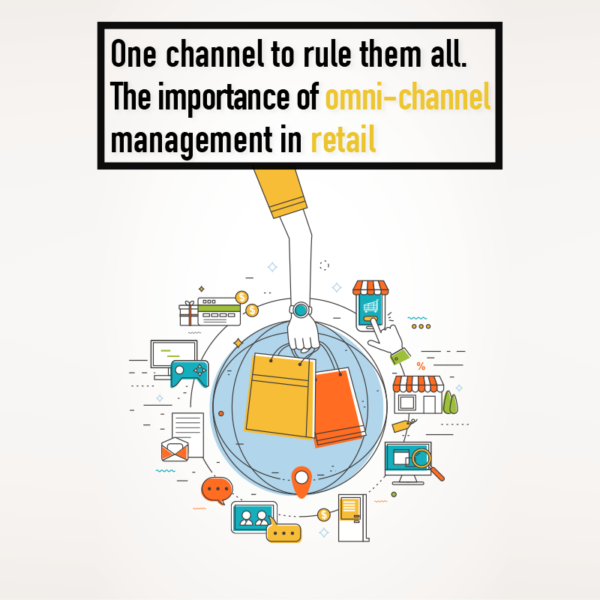 Multiple channels of retail illustration, colourful