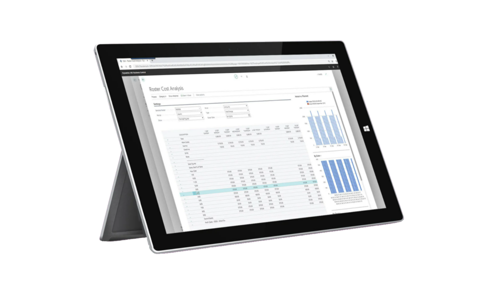 Tablet showing Business Central implementation with LS Retail