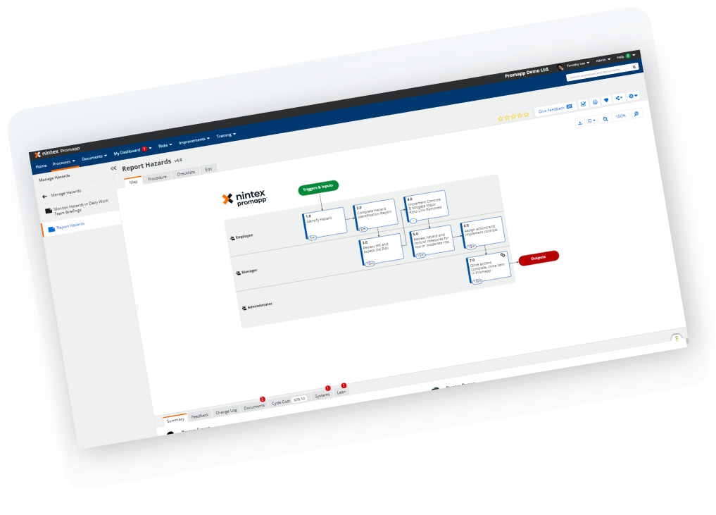 Digital screenshot of Nintex platform showcasing Promapp features integrated